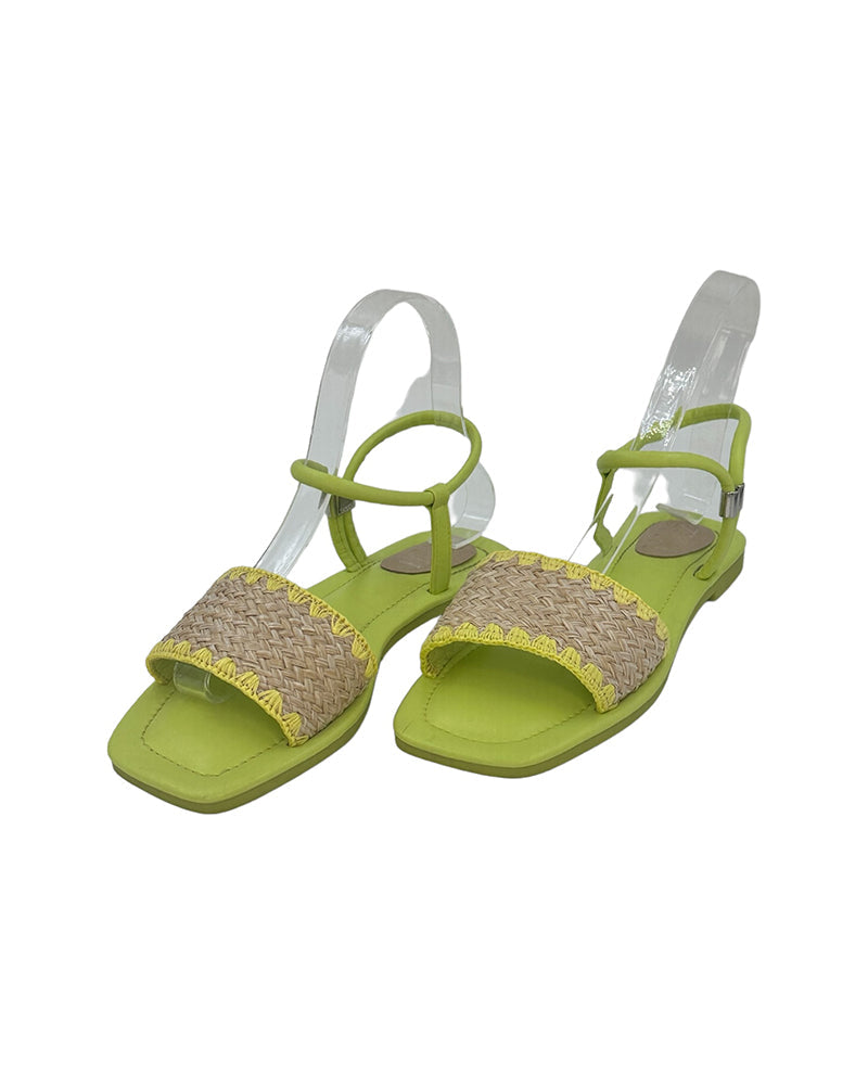 Green Ocean Walker Sandals with cane upper and flat TPR sole for semi-casual wear