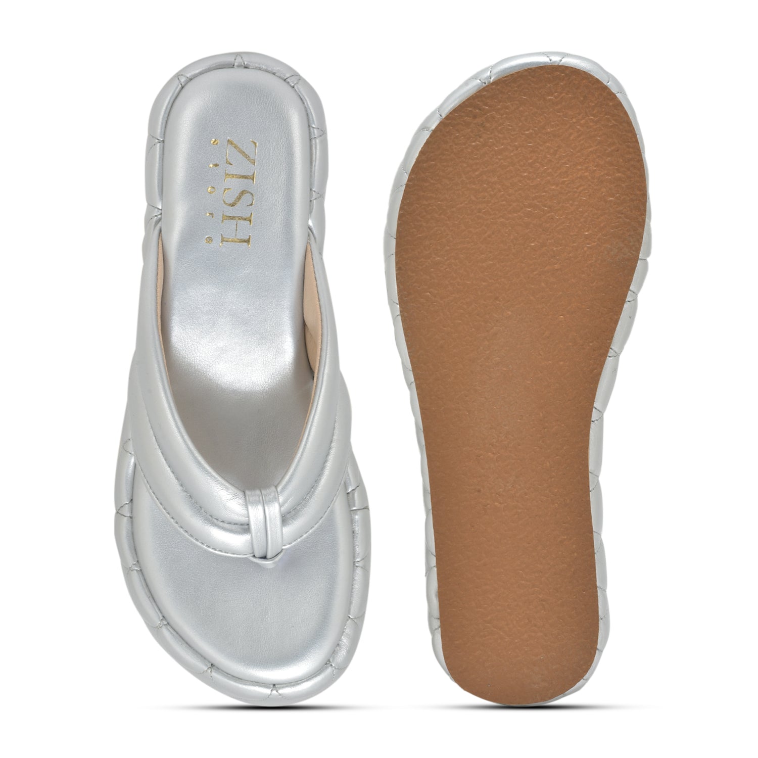 Silver Pinnacle Platforms chunky heel sandals in silver vegan leather with open toe and TPR sole.