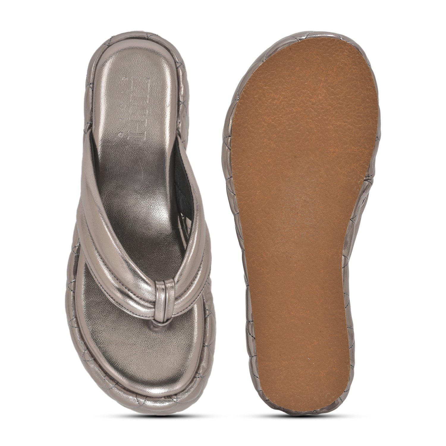 Gunmetal Pinnacle Platforms chunky heel sandals with open toe and TPR sole in vegan leather