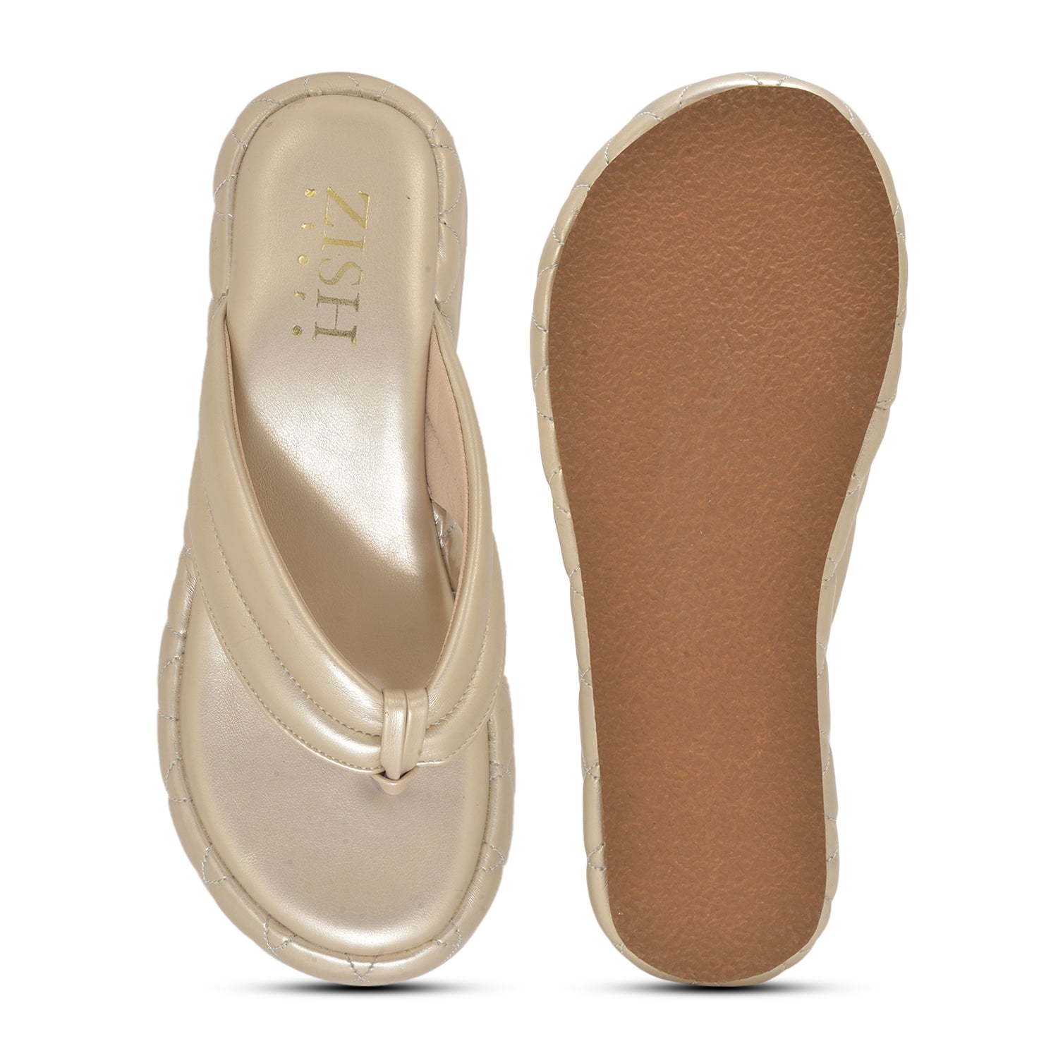 Gold Pinnacle Platforms chunky heel sandals with open toe and comfortable TPR sole in gold vegan leather