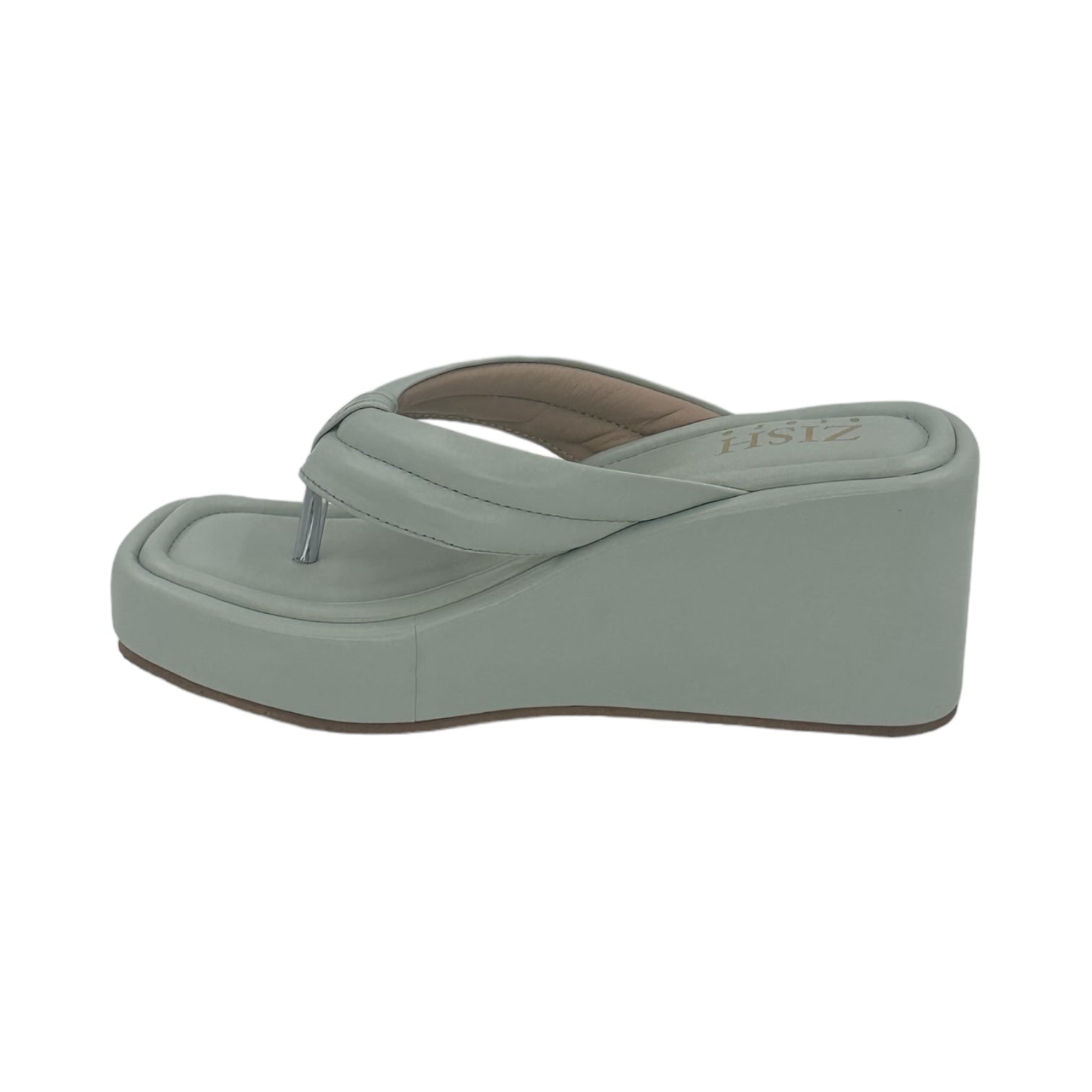 Blue Way too Simple Slides with 3-inch wedge heel, blue PU vegan leather, open-toe design, and TPR sole for semi-casual and office wear