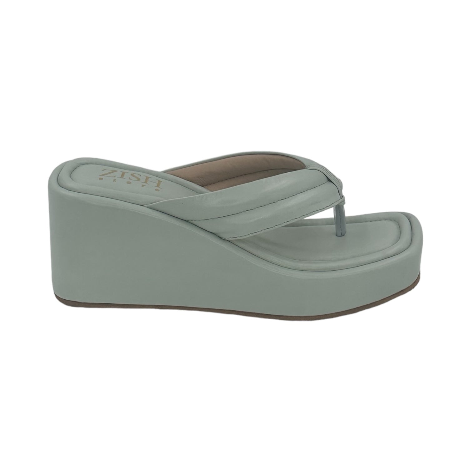 Blue wedge heel slides with simple strap and open toe design