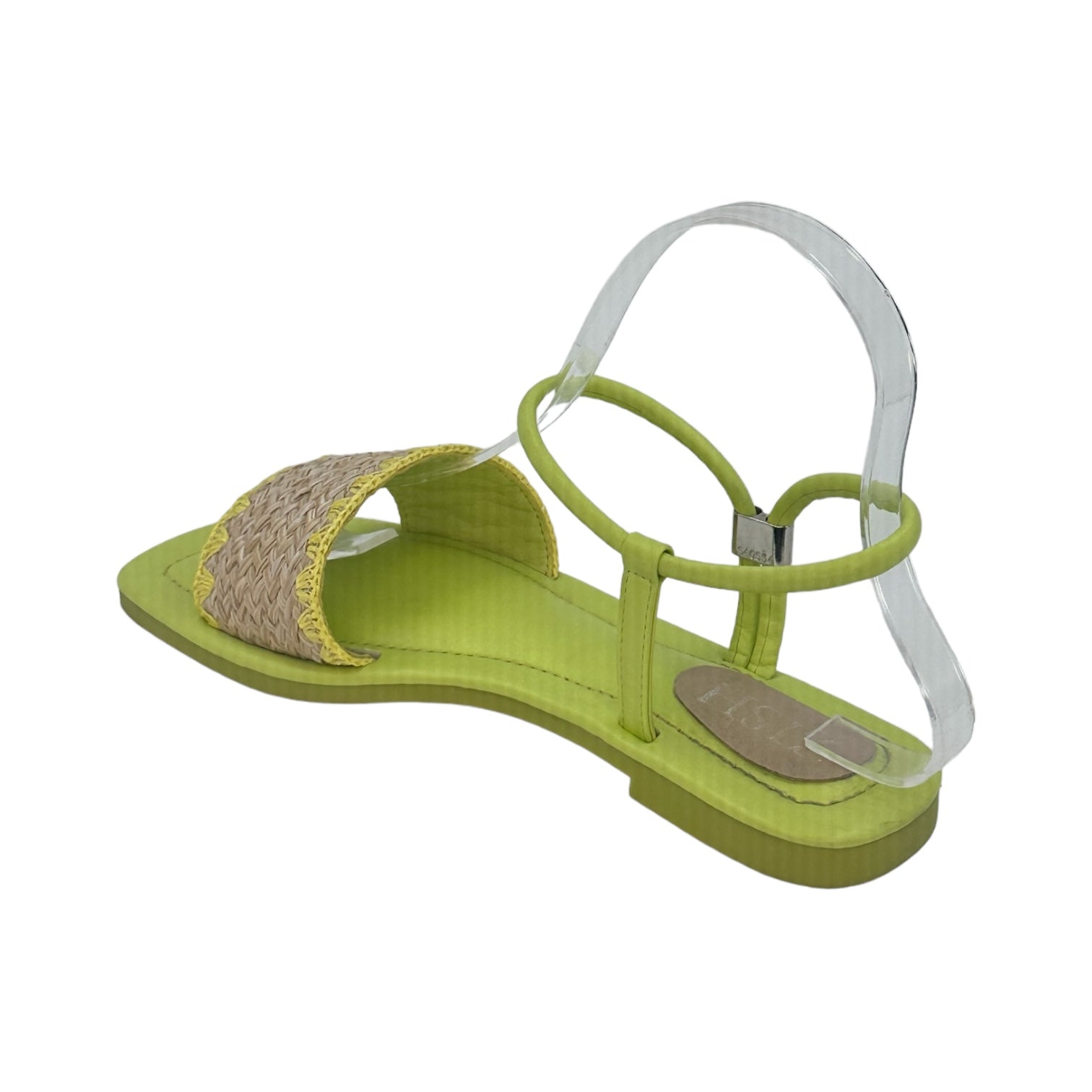 Green Ocean Walker Sandals flat open-toe sandals with cane upper and PU vegan leather insole