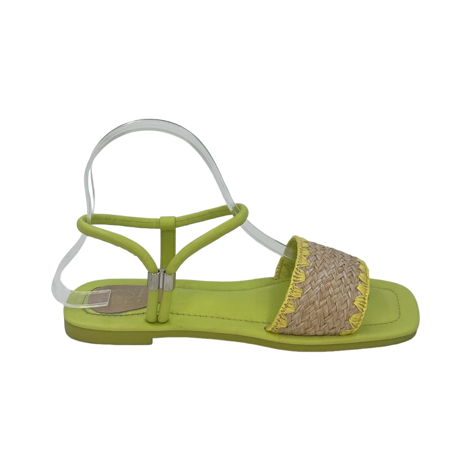 Green Ocean Walker Sandals flat open-toe flats with cane upper and PU vegan leather detailing